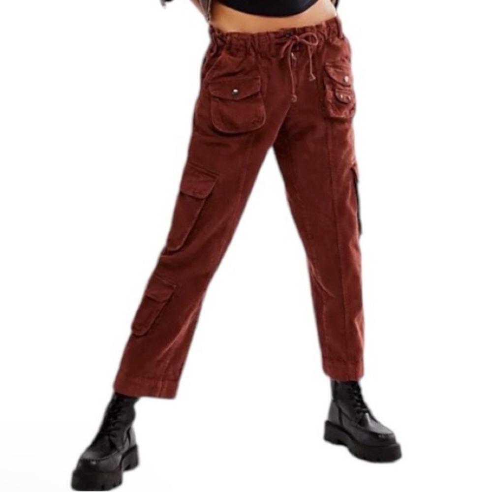 Free People Rust Brown Straight Leg Cargo Pants